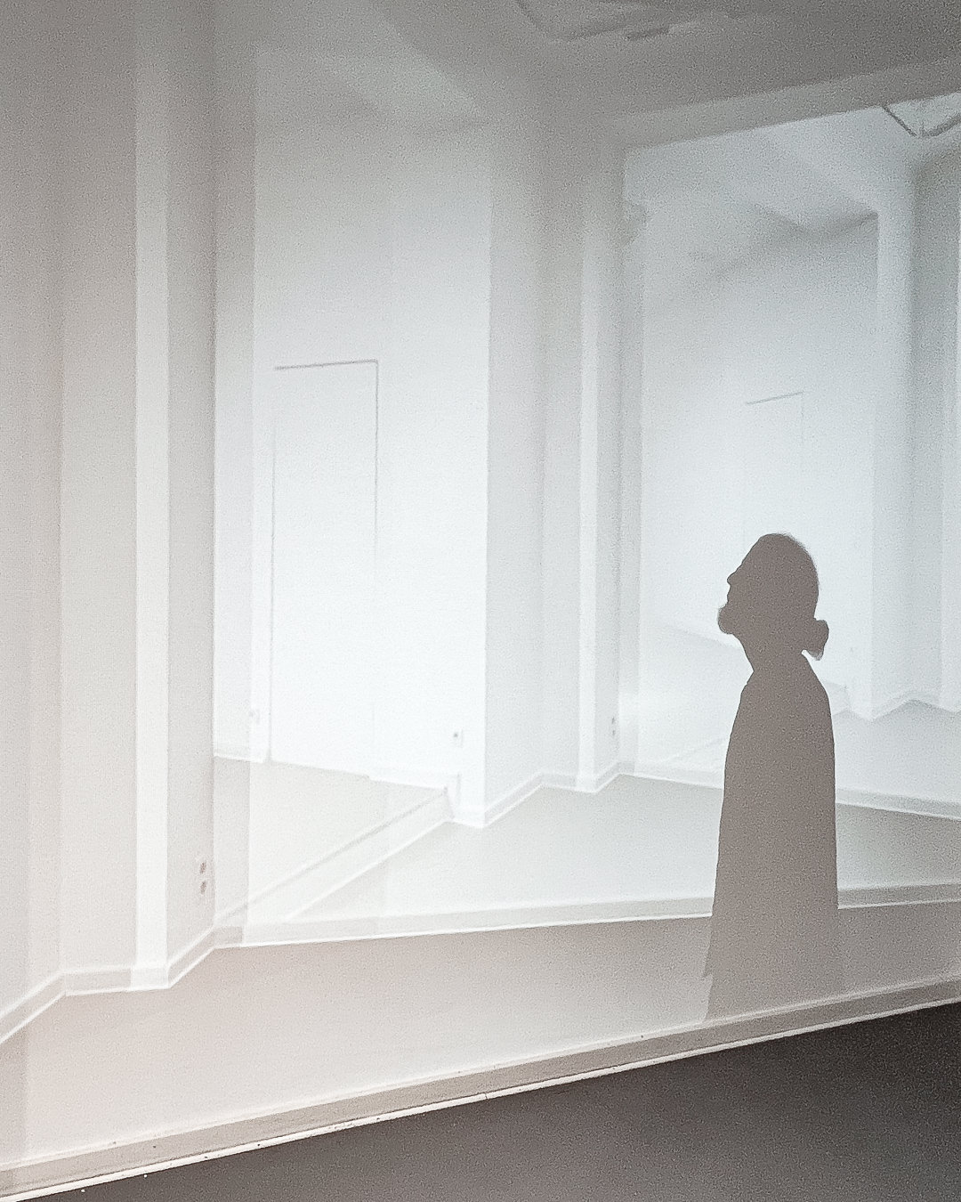 Silhouette von Robert Herrmann in der Projektion der "WANDBILDER"